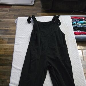 Black Women's Tie-Strap Overalls Jumpsuit